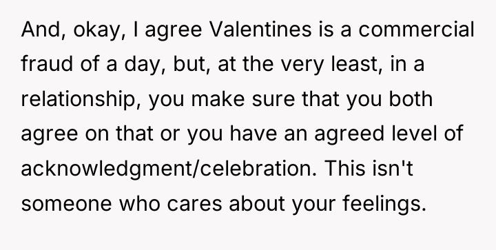 And, okay, I agree Valentines is a commercial fraud of...