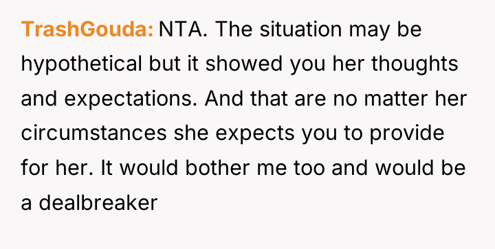 TrashGouda NTA. The situation may be hypothetical but it showed...