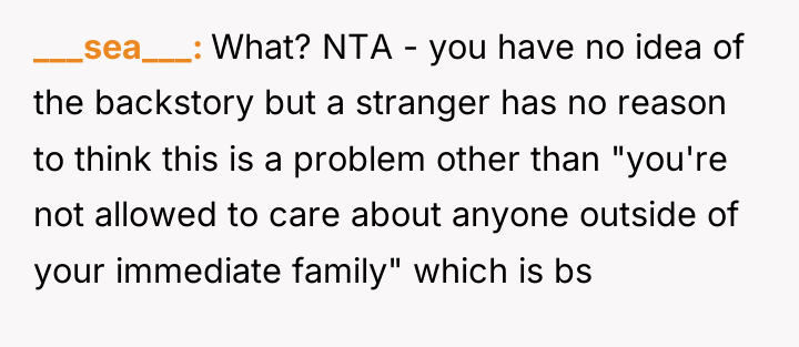 ___sea___ What? NTA - you have no idea of the...