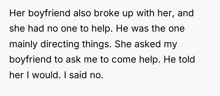 Her boyfriend also broke up with her, and she had...