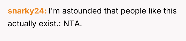 snarky24 I'm astounded that people like this actually exist.: NTA.