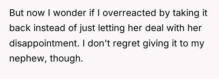 But now I wonder if I overreacted by taking it...