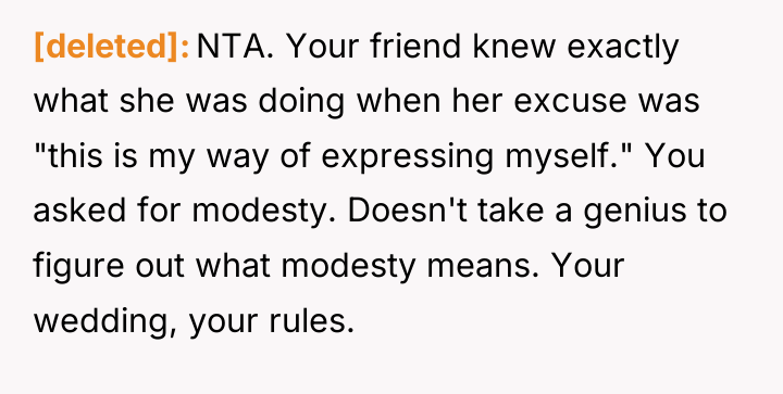 [deleted] NTA. Your friend knew exactly what she was doing...