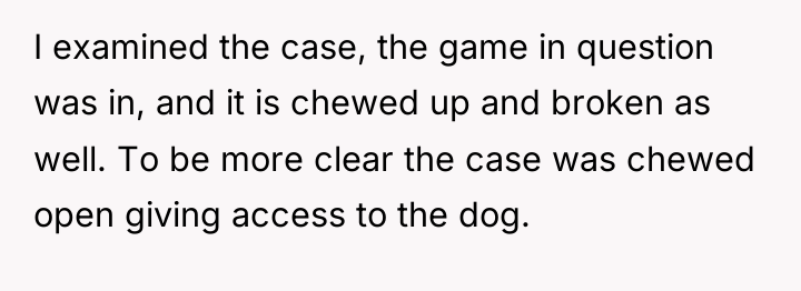 I examined the case, the game in question was in,...