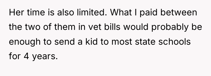 Her time is also limited. What I paid between the...