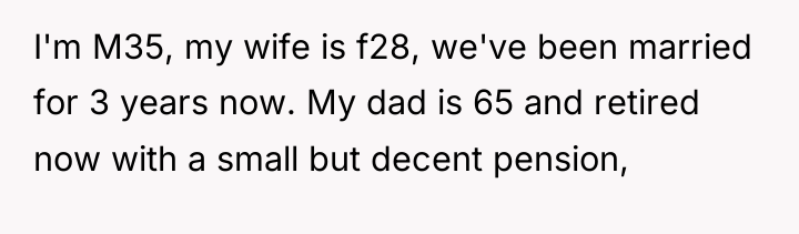 I'm M35, my wife is f28, we've been married for...
