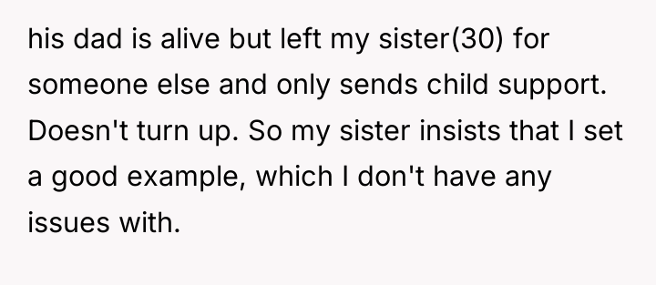 his dad is alive but left my sister(30) for someone...