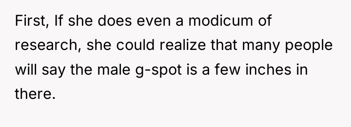 First, If she does even a modicum of research, she...