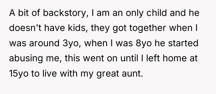 A bit of backstory, I am an only child and...