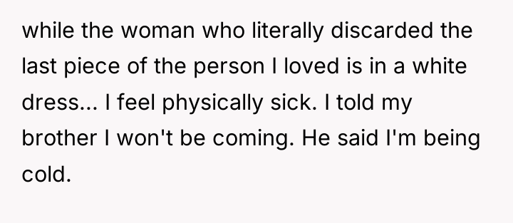 while the woman who literally discarded the last piece of...