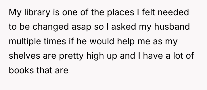My library is one of the places I felt needed...