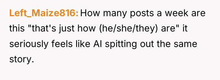 Left_Maize816 How many posts a week are this "that's just...