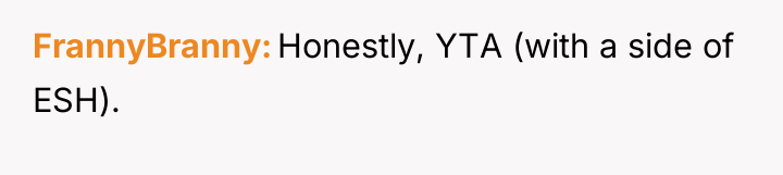 FrannyBranny Honestly, YTA (with a side of ESH).