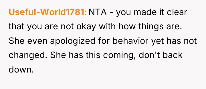 Useful-World1781 NTA - you made it clear that you are...
