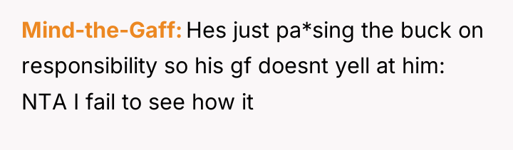 Mind-the-Gaff Hes just pa*sing the buck on responsibility so his...