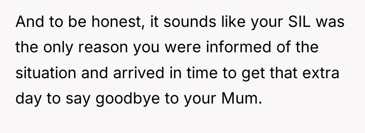 And to be honest, it sounds like your SIL was...