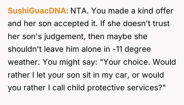 SushiGuacDNA NTA. You made a kind offer and her son...