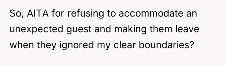 So, AITA for refusing to accommodate an unexpected guest and...