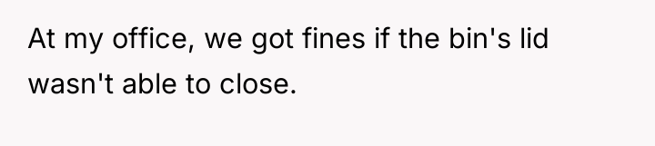 At my office, we got fines if the bin's lid...