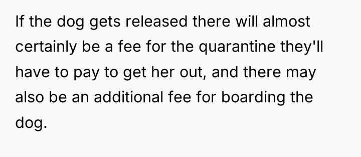 If the dog gets released there will almost certainly be...