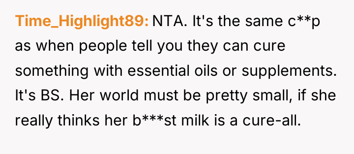 Time_Highlight89 NTA. It's the same c**p as when people tell...