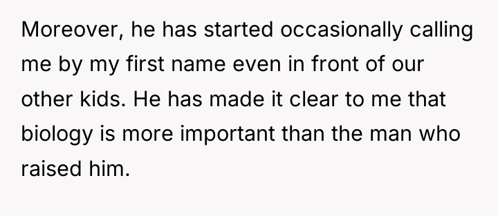 Moreover, he has started occasionally calling me by my first...
