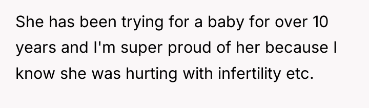 She has been trying for a baby for over 10...