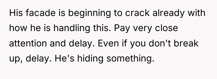 His facade is beginning to crack already with how he...