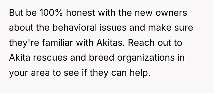 But be 100% honest with the new owners about the...