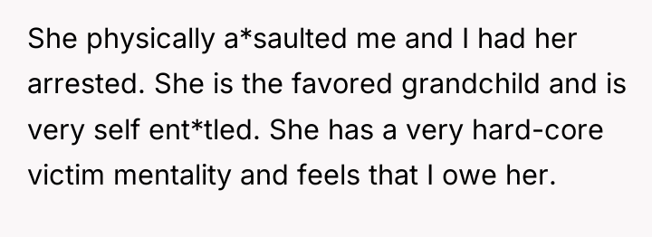 She physically a*saulted me and I had her arrested. She...