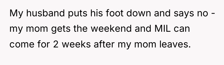 My husband puts his foot down and says no -...