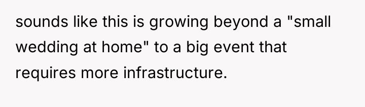sounds like this is growing beyond a "small wedding at...