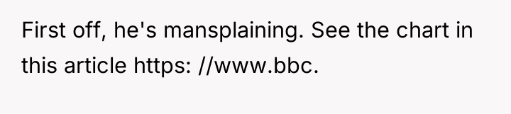 First off, he's mansplaining. See the chart in this article...