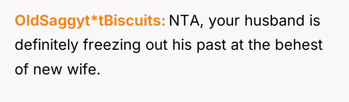 OldSaggyt*tBiscuits NTA, your husband is definitely freezing out his past...