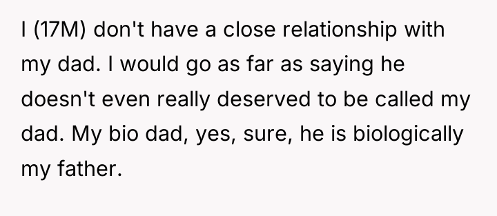I (17M) don't have a close relationship with my dad....