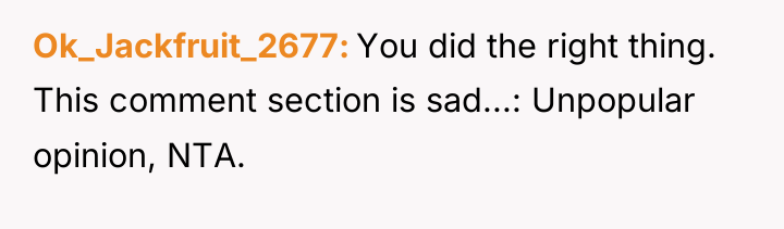 Ok_Jackfruit_2677 You did the right thing. This comment section is...