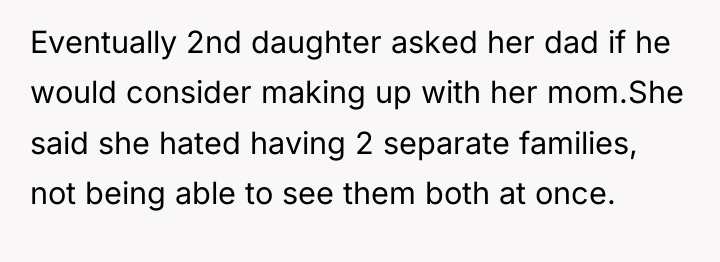 Eventually 2nd daughter asked her dad if he would consider...