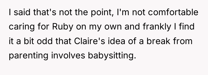 I said that's not the point, I'm not comfortable caring...