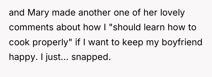 and Mary made another one of her lovely comments about...