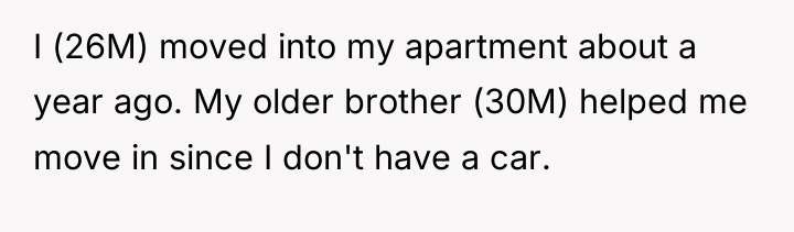 I (26M) moved into my apartment about a year ago....