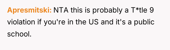 Apresmitski NTA this is probably a T*tle 9 violation if...