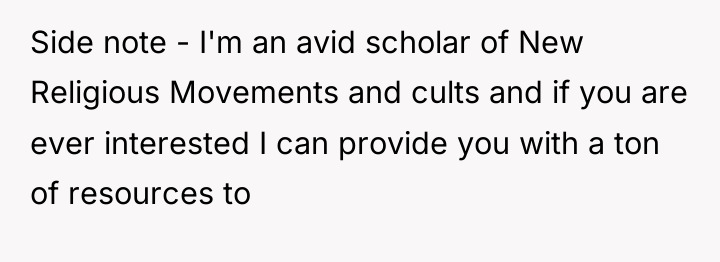 Side note - I'm an avid scholar of New Religious...
