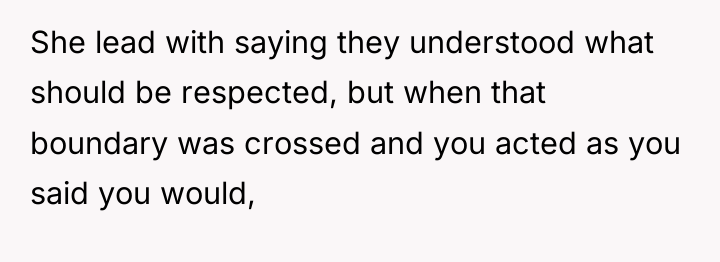 She lead with saying they understood what should be respected,...