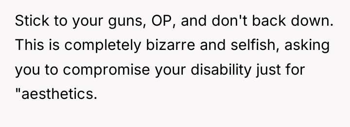 Stick to your guns, OP, and don't back down. This...