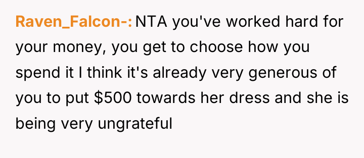 Raven_Falcon- NTA you've worked hard for your money, you get...