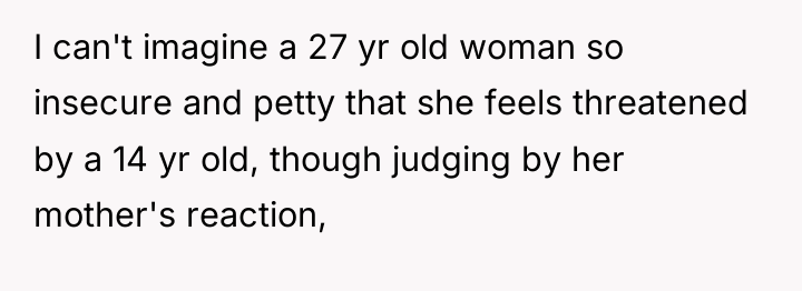 I can't imagine a 27 yr old woman so insecure...