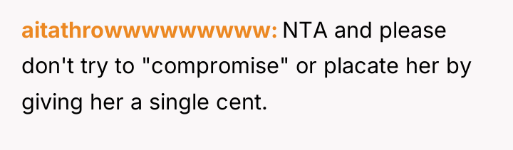 aitathrowwwwwwwww NTA and please don't try to "compromise" or placate...
