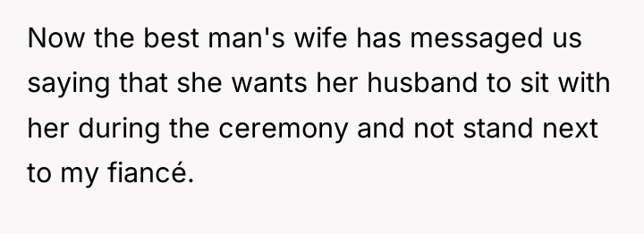 Now the best man's wife has messaged us saying that...