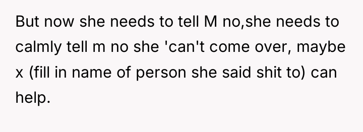 But now she needs to tell M no,she needs to...