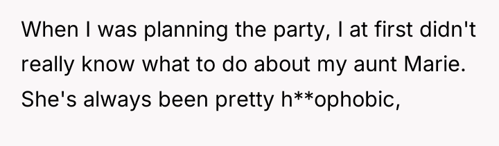 When I was planning the party, I at first didn't...